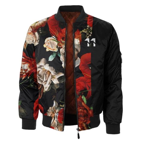 Fresh Hoodz Mens Antique Floral Bomber Jacket - Picture 3 of 14